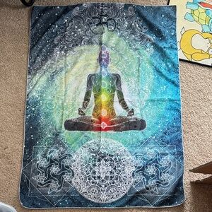 Chakra Meditation Tapestry in Blue and Black